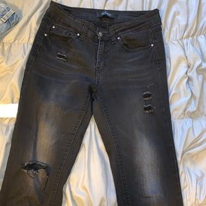 Black/grey faded fringe jeans